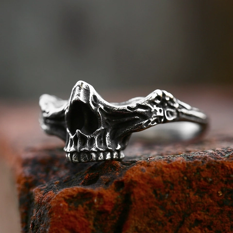 Retro Stainless Steel Men Ring Gothic Punk Skull Bull Head Celtic Knot Pattern Vintage Biker Jewelry For Men Boy Gift