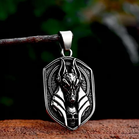 Colgante Anubis de Acero Inoxidable Retro Solo Colgante Sin Cadena Calavera Gótica Escudo Joyería Punk Para Hombres