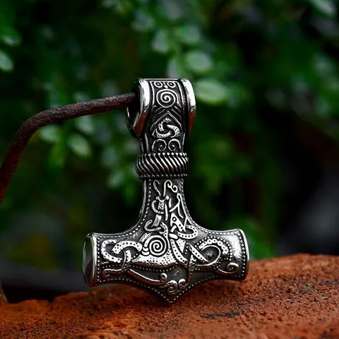 Viking Thor Hammer Mjolnir Pendant Only Without Chain Stainless Steel Nordic Rune Necklace Pendant For Men Women Jewelry