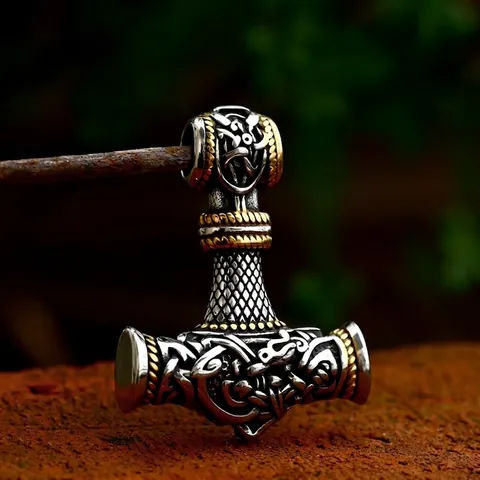 Vintage Stainless Steel Thor Hammer Mjolnir Pendant Only Without Chain Nordic Viking Retro Embossed Jewelry For Men Unisex