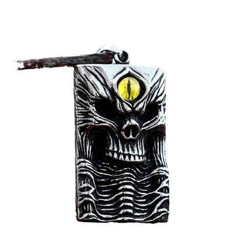 Colgante de Calavera de Acero Inoxidable Punk Hip Hop Gótico Ojo del Diablo Rectángulo Colgante Solo Sin Cadena Joyería