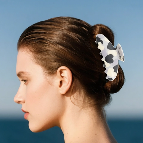 Sweet Valentine Heart Floral Printed Plastic Hair Claw Clips Korean Style Bow Knot Pattern Shark Clips Women Hair Jewelry