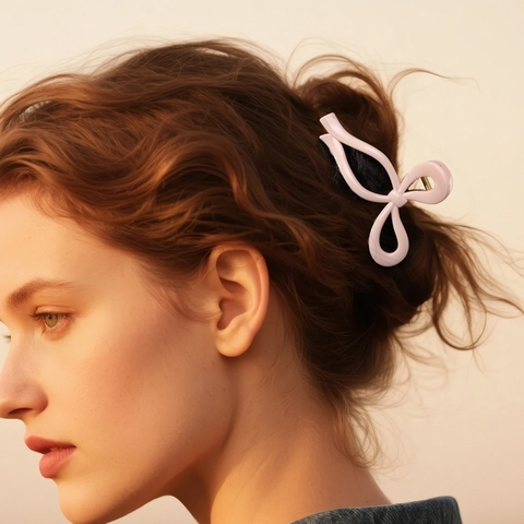 Fashionable Large Bowknot Moon Shape PC Hair Claw Clips UV Painted Hair Clips For Women Elegant Hairstyling Hair Accessories