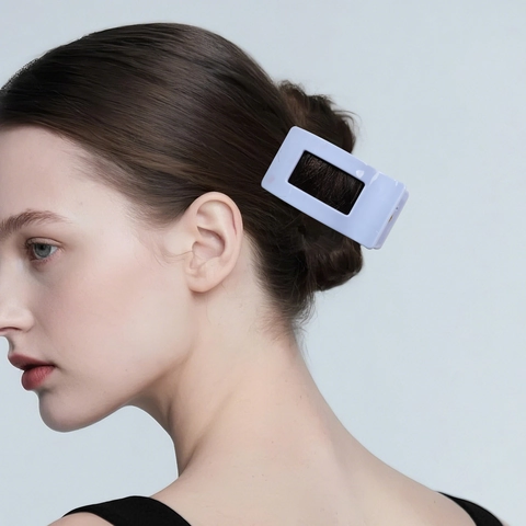 Rectangle Hollow Silicone Hair Claw Clip For Women Fashion Solid Color Shark Clip Geometric Hair Styling Accessories