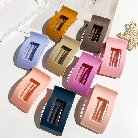 Rectangle Hollow Silicone Hair Claw Clip For Women Fashion Solid Color Shark Clip Geometric Hair Styling Accessories