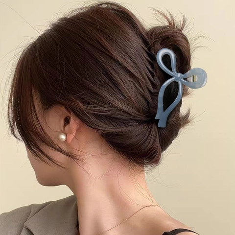 Pinza Para El Pelo Con Lazo Color Gelatina Clip De Tiburón Grande De Acrílico Para Moño Minimalista Dulce Accesorios Para El Cabello Mujer