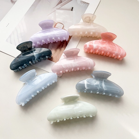 Fashion Marble Pattern Shark Hair Clip Polystyrene Large Semicircular Hair Claw Suncatcher Aesthetic Headwear For Women Hair Accessory
