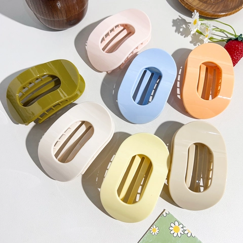 Large PC Hair Claw Clip Oval Hollow Shark Clip For Women Matte Glossy Macaron Color Hair Accessories