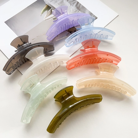 Large Jelly Color Butterfly Bow Hair Claw Clips For Women Thick Hair Non-Slip Shark Hair Clips Translucent Plastic Hair Accessories For Daily Use