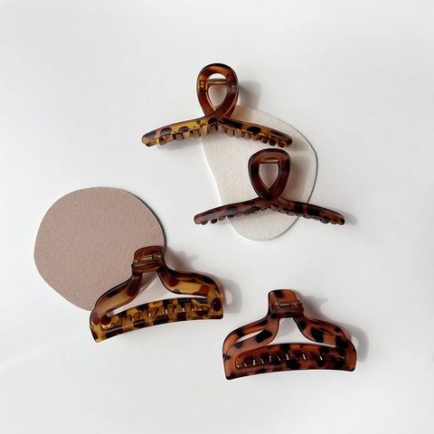 Vintage Leopard Print Acrylic Hair Claw Clip For Women Korean Style Geometric Tortoiseshell Hair Grip Hair Accessory
