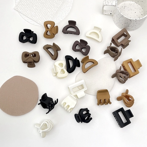 Koreanischer Stil Matt Mini Haarklammern Für Damen Kleine Kunststoff Harz Haargreifer Geometrische Schleife Shark Clips Haarschmuck