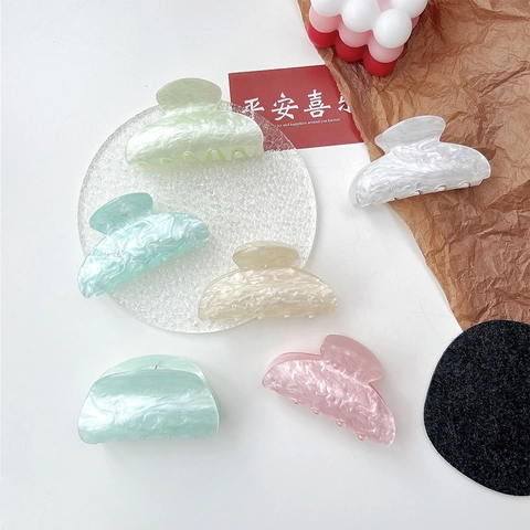 Pinza de Pelo de Acrílico con Patrón de Mármol Accesorios de Pelo de Acetato de Ondulación de Agua Para Mujer