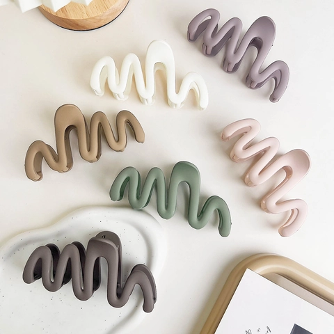 Molle per Capelli a Onde Opache per Donna Stile Coreano Grandi Mollette in Plastica a Forma di S Fermagli per Capelli Opachi Accessori per Acconciature