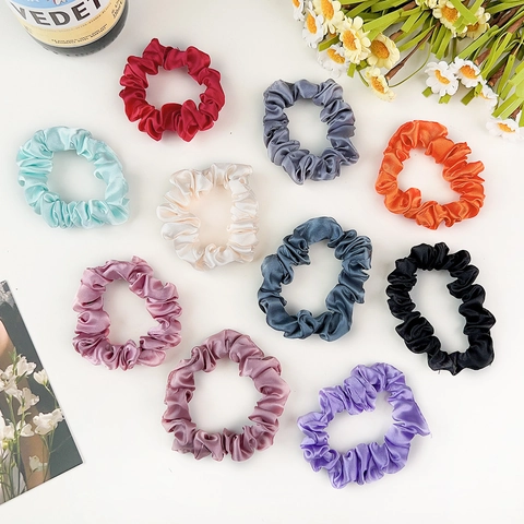 Solid Color Satin Scrunchies High Elastic Hair Bands Minimalist Hair Ties For Women Fashion Hair Accessories Ponytail