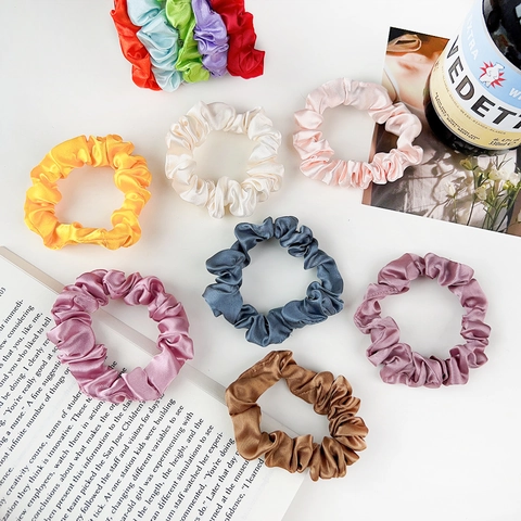 Solid Color Satin Scrunchies High Elastic Hair Bands Minimalist Hair Ties For Women Fashion Hair Accessories Ponytail