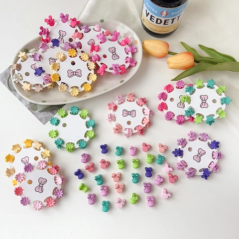 Matte Kunststoff Mini Haarklammern Für Kleinkinder Kinder Mädchen Süßigkeiten Farbe Stern Blume Hase Form Haarschmuck