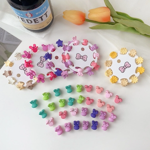 Matte Kunststoff Mini Haarklammern Für Kleinkinder Kinder Mädchen Süßigkeiten Farbe Stern Blume Hase Form Haarschmuck