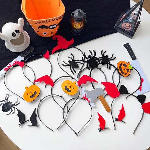 Halloween Divertido Dibujos Animados Diadema Calabaza Araña Cuerno Diablo Pinzas Para El Cabello Fiesta Cosplay Festival Accesorios Cabello Mujer Hombre