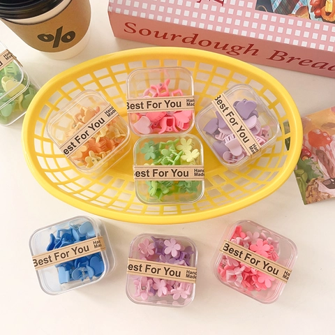 Color Macarrón Dulce Mini Flor Corazón Pinzas de Pelo Pequeños Accesorios Mate para el Cabello para Mujeres Niñas Lindas Horquillas de Plástico