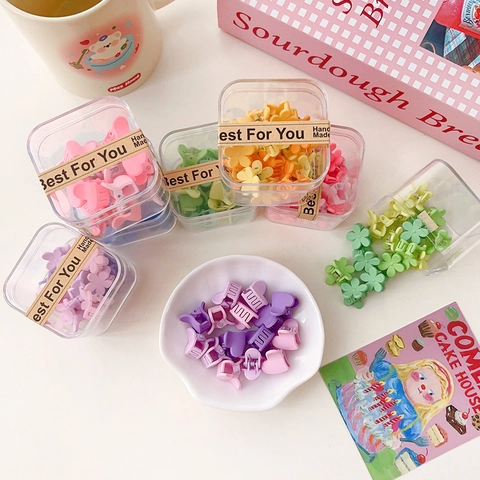 Color Macarrón Dulce Mini Flor Corazón Pinzas de Pelo Pequeños Accesorios Mate para el Cabello para Mujeres Niñas Lindas Horquillas de Plástico