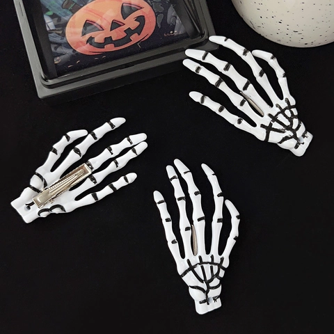 Halloween Fermagli per Capelli a Mano di Scheletro Resina Gotica Forcina per Donne Ragazze Harajuku Festa Accessori Capelli