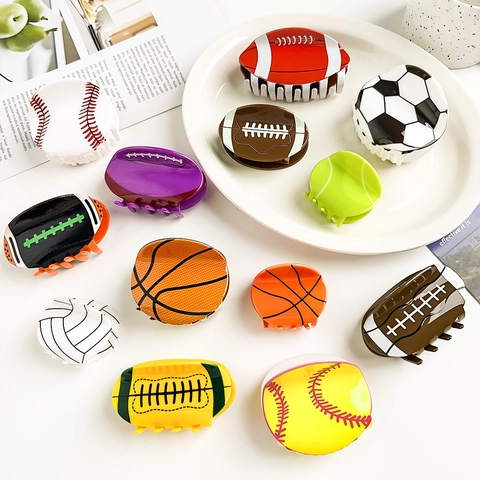 Sportball Acryl Haarklammern Fußball Basketball Rugby Baseball Tennis Form Kreative Haar Accessoires Für Damen