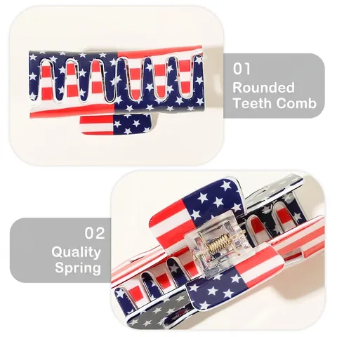 USA-Flagge Haarklammer Acryl Stars Stripes Große Mittlere Kleine Haarklemmen Für Damen Unabhängigkeitstag Urlaub Zubehör