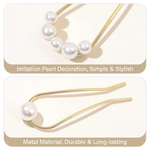 Elegante Forcina a U in Perla Artificial Sintetica per Donna Forchetta per Capelli in Lega Stile Cinese Minimalista Accessori per Capelli Matrimonio