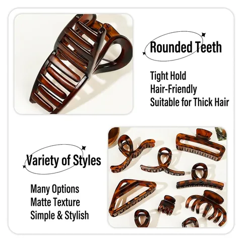 Pinza per Capelli in Resina con Motivo Tartarugato Stile Coreano Vintage Minimalista Ambra Shark Clip per Accessori Capelli Donna