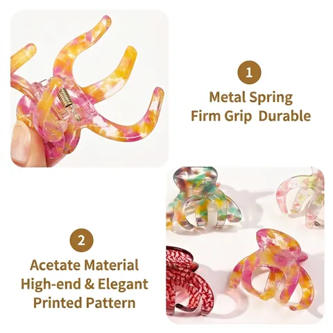 Eleganter Oktopus Acetat Haarklammer Marmormuster Schildpatt Haarklammer Für Damen Starker Halt Haarschmuck