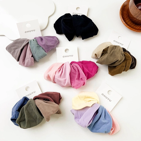 Coleteros de Tela Suave para Mujer Alta Elasticidad Color Sólido Estilo Coreano Accesorios para el Cabello Duraderos