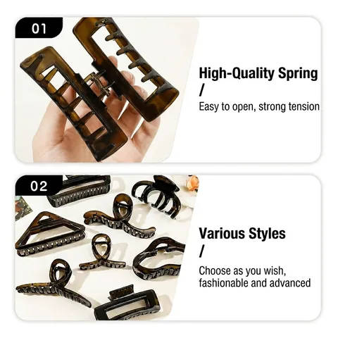 Große Geometrische Bernsteinfarbene Haarklammern Für Damen Minimalistische Harz Shark Clips Maillard Vintage Haar Zubehör