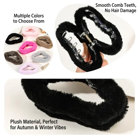 Elegante Plüsch Wolke Haarkralle Große Weiche Kunstfell Haarklammer Für Damen Winter Herbst Pendeln Haarschmuck