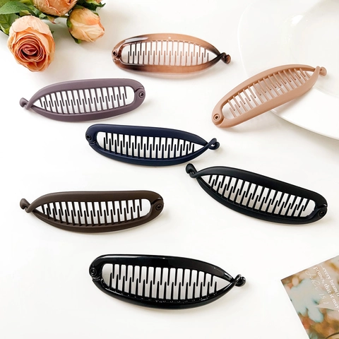 Fermaglio per Capelli a Banana in Plastica Opaca Lucida per Donna Pettine per Capelli a Onda Ovale Supporto per Coda di Cavallo Accessorio Moda