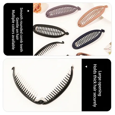 Fermaglio per Capelli a Banana in Plastica Opaca Lucida per Donna Pettine per Capelli a Onda Ovale Supporto per Coda di Cavallo Accessorio Moda