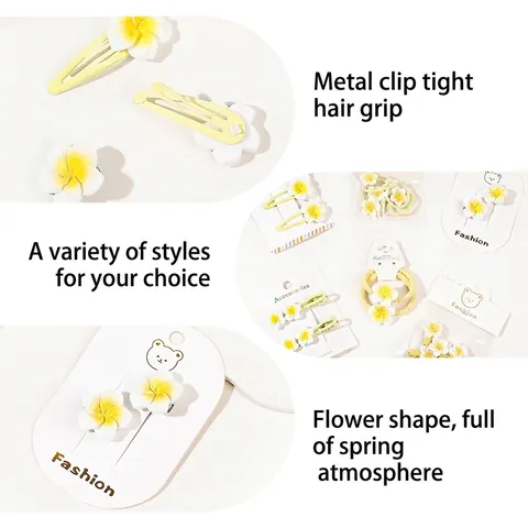 Dolci Fermagli per Capelli Romantici a Forma di Fiore di Plumeria per Donna Ragazza Y2K Resina Metallo Becco d'Anatra