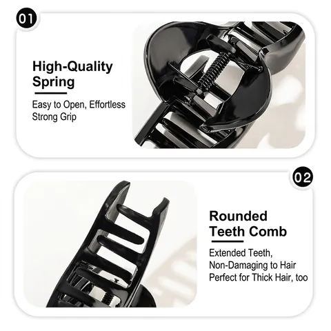 Grande Pinza per Capelli Geometrica a Onda per Donna Minimalista in Plastica a Forma di Squalo Fermaglio per Capelli Antiscivolo
