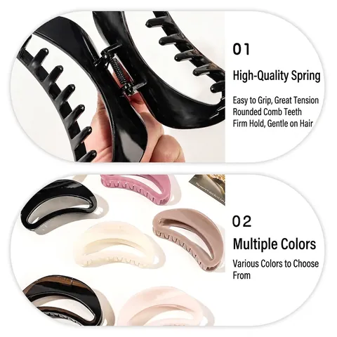 Grande Pinza per Capelli in Stile Coreano Mezzaluna Traforata Lucida a Onde in Plastica per Capelli Spessi Donna Accessori