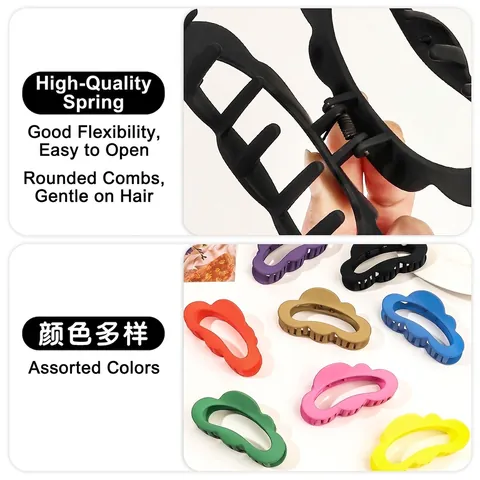 Pinza de Pelo Mate con Forma de Nube Estilo Coreano Grande Color Dopamina Pinza de Tiburón para Mujer Elegante Accesorio Pelo