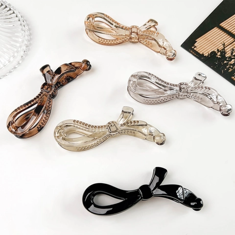 Koreanischer Stil Schleife Bananen Haarclip Für Damen Harz Twist Herzform Hoher Pferdeschwanz Halter Eleganter Haarschmuck