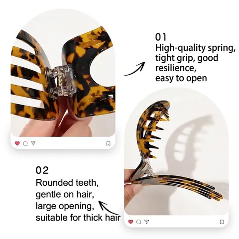 Große Zelluloseacetat Haarklammern Für Damen Elegante Marmor Leopard Druck Rutschfest Hohl Haarnadeln Zubehör
