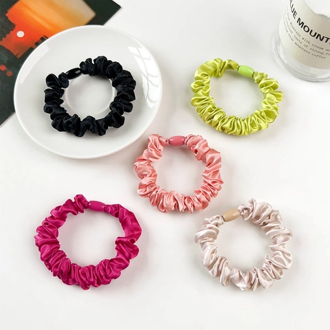 Coleteros Plisados de Satén para Mujer Cintas Elásticas para el Pelo Con Hebilla Color Sólido Imitación Satén Accesorios Diarios