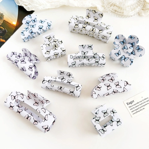 Molletta per Capelli in PVC con Stampa a Farfalla Grande Geometrica Floreale per Donna Accessori per Capelli Quotidiani Vintage