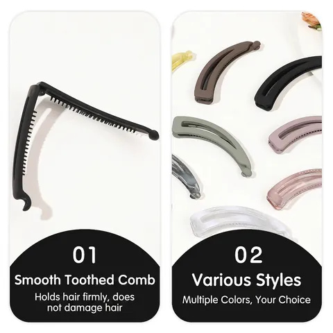 Minimalist Matte Jelly Color Hollow Out Banana Hair Clip For Women Ponytail Holder Vertical Hair Claw Styling Accessories