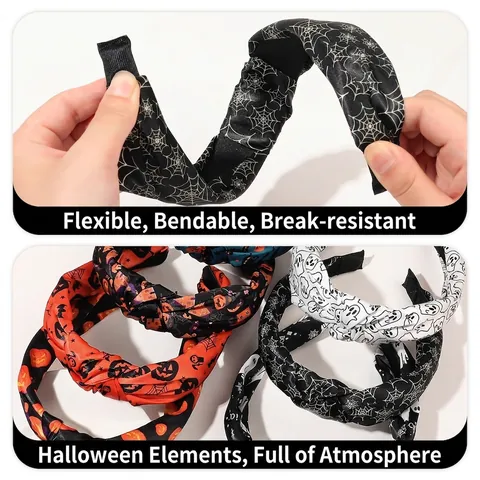 Halloween Knoten Haarreif Für Damen Kürbis Geist Spinnennetz Muster Festlicher Haarschmuck Gothic Party Kostüm Zubehör