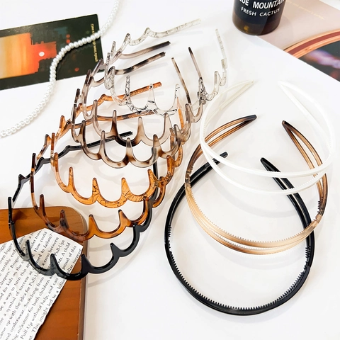 Korean Style Wavy Toothed Headband For Women Non-Slip Hair Hoop ABS Plastic Matte Glossy Tortoiseshell Hair Accessories Daily Makeup Face Washing Hair Band