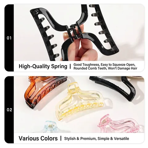 Pince à Cheveux Queue de Poisson de Style Coréen Grande Plastique Brillant Ambre Noir Pince Requin pour Femmes Accessoires Cheveux