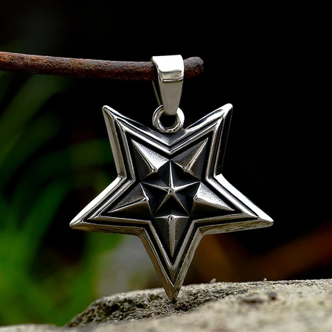 Ciondolo Stella Acciaio Inossidabile Solo Senza Catena Retro Pentagramma Uomini Donne Gioielli Biker Regalo