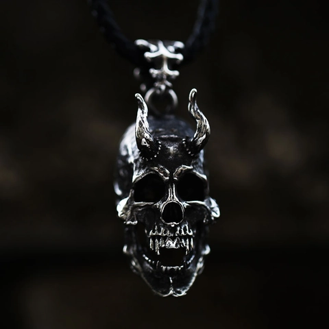 Vintage Roestvrij Staal Gehoornde Schedel Hanger Gothic Punk Mannen Hanger Zonder Ketting Retro Ketting Accessoire