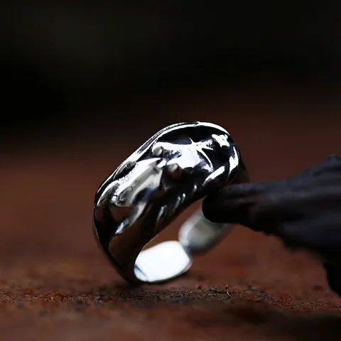 Retro Stainless Steel Venus Goddess Relief Ring For Men Vintage Distressed Gothic Artistic Finger Ring Open Adjustable Jewelry
